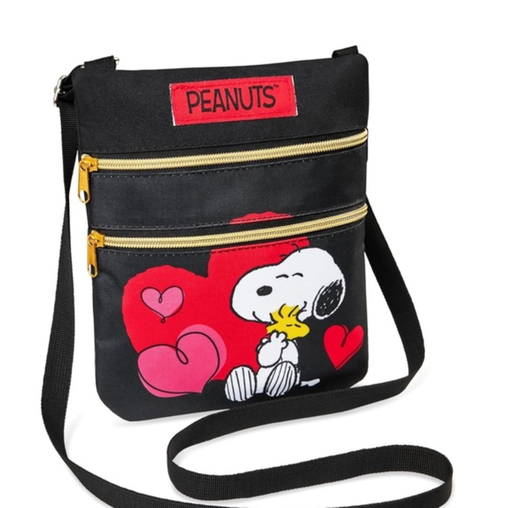 Peanuts Snoopy & Woodstock Black and Red Crossbody Bag